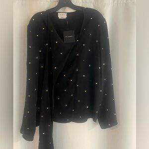St. John Black Top with Gold Studs
